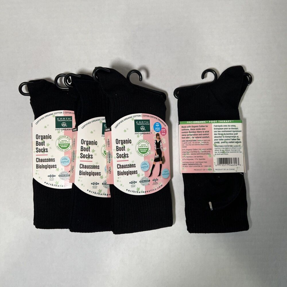 Earth Therapeutics Organic Women’s Boot Socks Knee Length Size 5-11, 4 Pairs - Picture 2 of 2